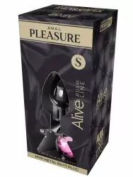 Металлическая анальная пробка Alive Mini Metal Butt, розовый кристалл, 7 см, диаметр 2,8 см, серебристый