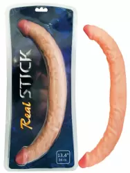 Двухсторонний реалистичный фаллоимитатор TOYFA RealStick Nude 13,4” – телесный