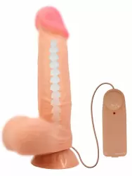 Реалистичный фаллоимитатор Baile Sliding Skin, 21,8 см, 3 скорости, с подвижной кожей, ТПР, телесный