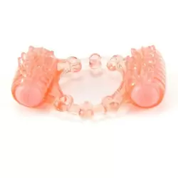 Эрекционное кольцо Screaming O - Quickie Two O с двойной стимуляцией – оранжевый