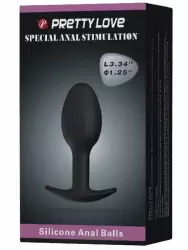 Анальная пробка Pretty Love, со смещённым центром тяжести, 8 см, силикон, черный