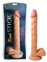 Большой фаллоимитатор с мошонкой TOYFA RealStick Nude 11” на присоске – телесный