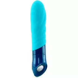 Дизайнерский вибратор Vela с элегантным рельефом - Blue