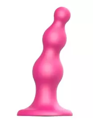 Гибкий фаллоимитатор Strap-On-Me Dildo Plug Beads Framboise, 15 см, 3 утолщения, розовый металлик