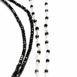 Серебристое колье на тело ручной работы с черным агатом Dolce Piccante Monika - M