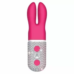 Карманный вибромассажёр-кролик с ушками и кристалламиThe Rabbit Company The Pocket Rabbit Crystalized – малиновый