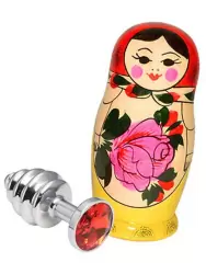 Фигурный металлический анальный плаг Sitabella со стразом – серебристый