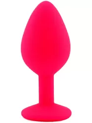 Средняя силиконовая анальная пробка Kanikule Medium с кристаллом – розовый со светло розовым