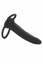 Реалистичный страпон для двойного проникновения California Exotic Novelties Silicone Double Rider, 14 см, силикон, черный