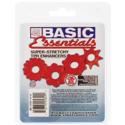 Комплект из 4-х колец Basic Essentials Super Stretchy TPR Enhancers – красный