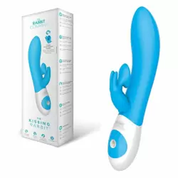 Многофункциональный вибратор The Kissing Rabbit - голубой