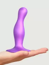 Гибкий фаллоимитатор Strap-On-Me Dildo Plug, 14,5 см, 2 утолщения, фиолетовый металлик