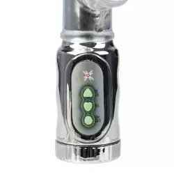 Вибромассажер Хай-Тек Extreme Pure Gold Dual Stim с ротацией – серебристый