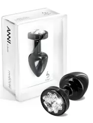Металлический анальный плаг Anni Clover T1 с кристаллом в форме клевера – черный