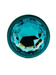 Голубая алюминиевая анальная пробка с кристаллом Small