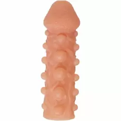 Реалистичная насадка на пенис с шариками и отверстием для мошонки «Cock sleeve» (средняя), Kokos