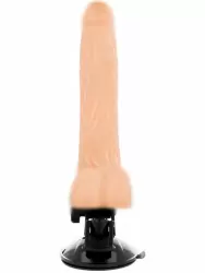 Реалистичный вибратор Dream Love BASECOCK REALISTIC VIBRATOR REMOTE CONTROL FLESH, с мошонкой, с пультом Д/У, 19 см, ТПР, светлый телесный
