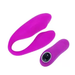 Водонепроницаемый вибромассажер для двоих Bernie с дистанционным пультом – малиновый