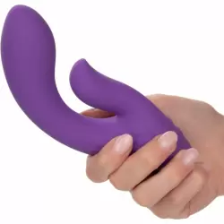 Изогнутый вибратор-кролик Stella Liquid Silicone Dual Pleaser, 17,25 см, силикон, фиолетовый
