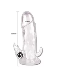 Вибронасадка для пениса Brave Man со стимуляторами для клитора и ануса – прозрачный
