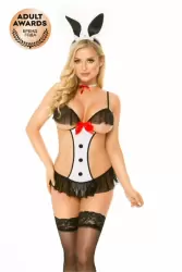 Костюм зайчика SoftLine Collection Ethel (боди, повязка на шею, ободок), черный, M/L	