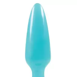 Маленькая анальная пробка Firefly Pleasure Plug - Small светящаяся в темноте – голубой