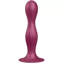 Фактурный фаллоимитатор Satisfyer Double Ball-R, два металлических шариками в стволе, 18 см, красный