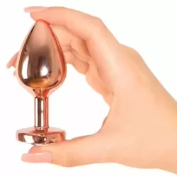 Алюминиевая анальная пробка Kanikule Pink Heart с розовым кристаллом в форме сердца, 8,4 см х 4 см, розовое золото, Large