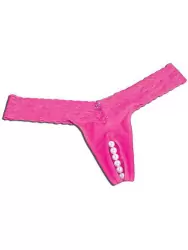 Трусики-тонг с жемчужной нитью – розовый, S/M