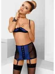 Стильный черно-синий комплект Avanua Kitty с открытой грудью – L/XL