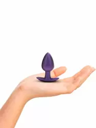 Гладкая анальная пробка Shots toys, 7,9 см, силикон, фиолетовый металлик