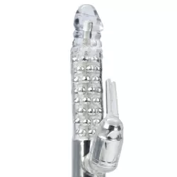 Вибромассажер Хай-Тек Extreme Pure Gold Dual Stim с ротацией – серебристый