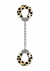 Металлические наножники с меховой обивкой для щиколоток Furry Ankle Cuffs (леопардовые)