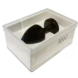 Металлическая анальная пробка Anni Clover T2 с кристаллом в виде клевера – черный