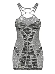 Платье-сетка со вставками в стиле милитари (Obsessive) – S/L