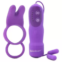 Эрекционное кольцо Twin Teazer Rabbit Ring с вибрацией – фиолетовый