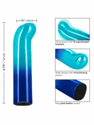 Изогнутая вибропуля Glam, 9 см, 10 режимов, голубой