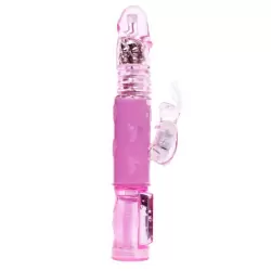Вибратор Crazy Bunny с ротацией и стимуляцией клитора – розовый