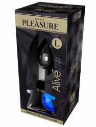 Металлическая анальная пробка Alive Mini Metal Butt, голубой кристалл, 9 см, диаметр 4,1 см, серебристый