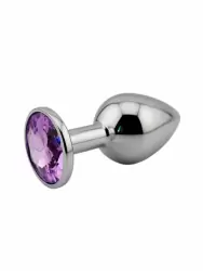 Серебряная анальная пробка с нежно-фиолетовым кристаллом (Small) Kanikule