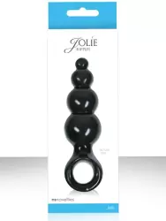 Анальная пробка с кольцом Jolie Ripples Medium – черная