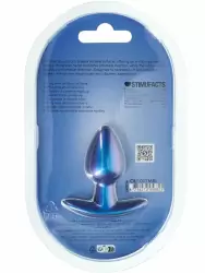 Гладкая анальная пробка Shots toys, 6,5 см, силикон, синий металлик