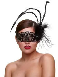 Маска со стразами и с пухом Masq Fantasia – черная