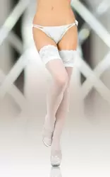 Белые чулки Softland 5508 на широкой резинке с силиконом – 2 размер