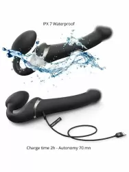 Анатомический страпон Strap-On-Me Multi Orgasm с 3 моторами, безремневой, размер S, черный