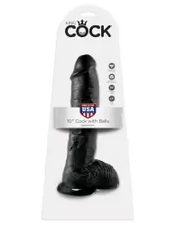 Фаллоимитатор-гигант на присоске с мошонкой черный King Cock 10 Cock
