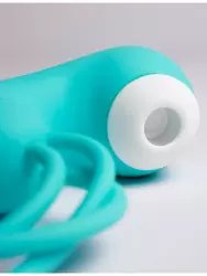 Вакуумный стимулятор клитора Youvic с вагинальными виброшариками, 16 см, 20 режимов, бирюзовый