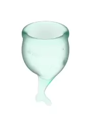 Набор менструальных чаш Satisfyer Feel secure Menstrual Cup, 15 и 20 мл, силикон, светло-зеленый