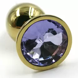 Средняя алюминиевая анальная пробка Kanikule Medium с кристаллом – золотистый с лавандовым