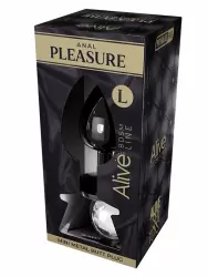 Элегантная анальная втулка Alive Mini Metal Butt, белый кристалл, 9 см, размер L